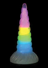 Load image into Gallery viewer, Creature Cocks Uni Glow in the Dark Silicone Dildo - Rainbow