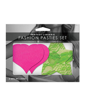 Load image into Gallery viewer, Neon Heart & Lace Star Pasties