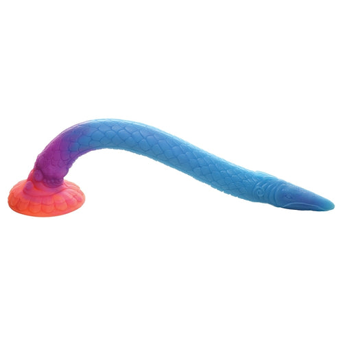 Kinkies Playhouse Creature Cocks Makara Silicone Snake Dildo - Glow in the Dark Front View 