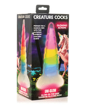 Load image into Gallery viewer, Creature Cocks Uni Glow in the Dark Silicone Dildo - Rainbow
