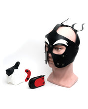 Load image into Gallery viewer, Playful Pup Hood- Black/White/Red

